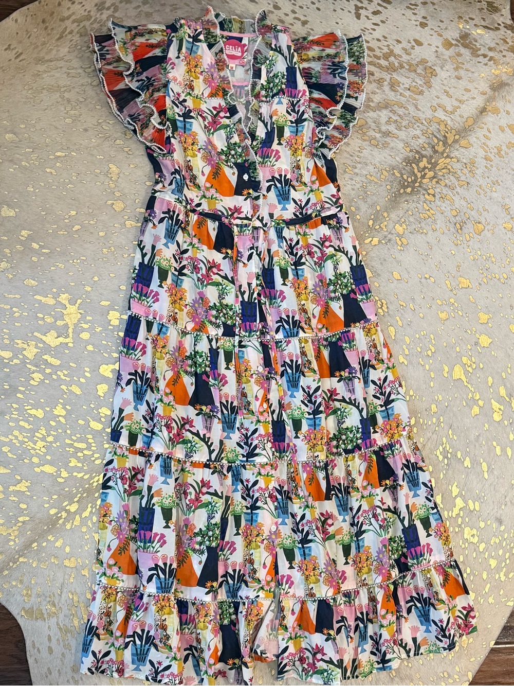 CeliaB Multicolor Floral Ruffle Maxi Dress